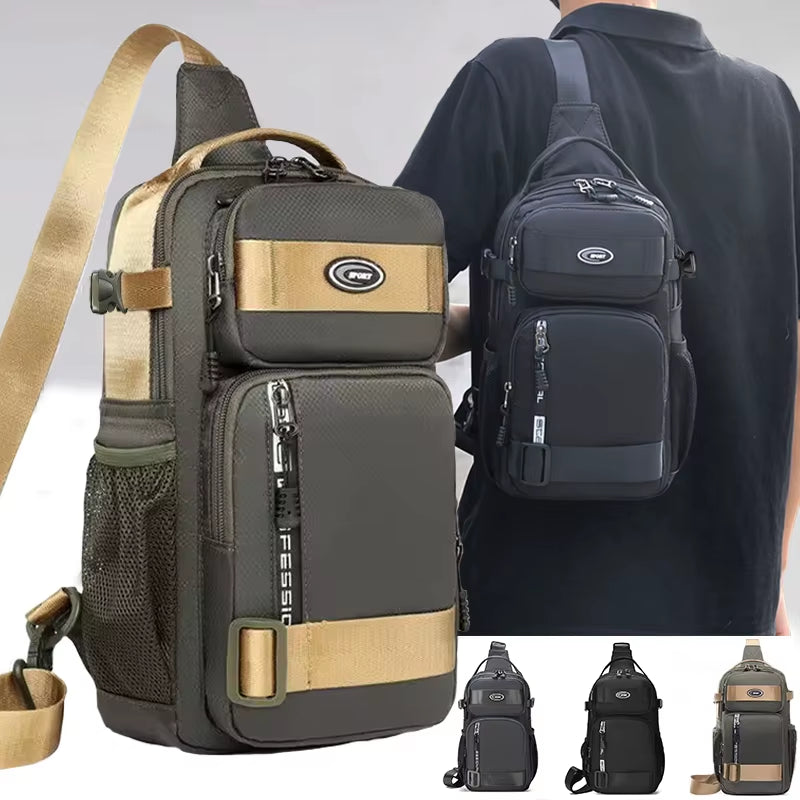 Riding Backpack for Men, Men'S Chest Bag, Casual Men'S Single Shoulder Bag, Lightweight and Large-Capacity Crossbody Bag
